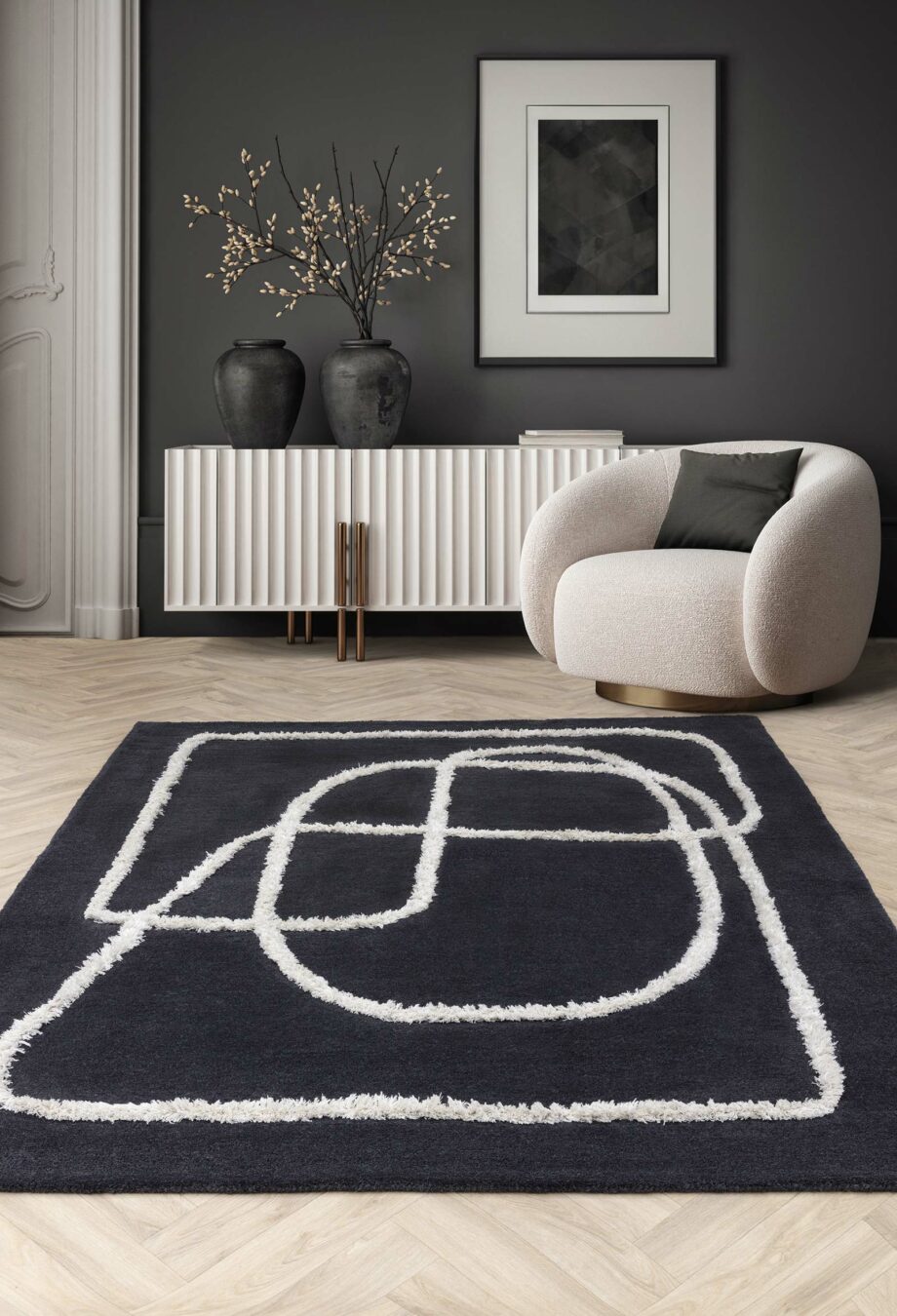 Asiatic tapet 94 Infinity Charcoal interior