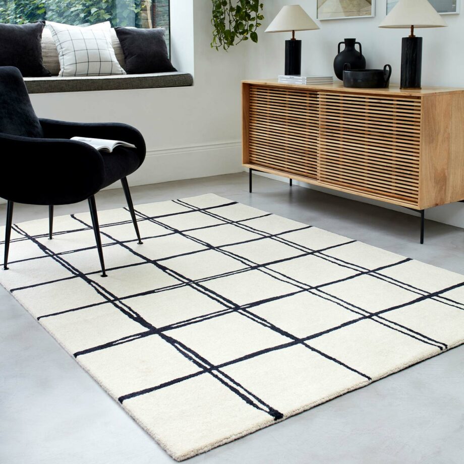 Asiatic tapet Albany Grid Monochrome interior square