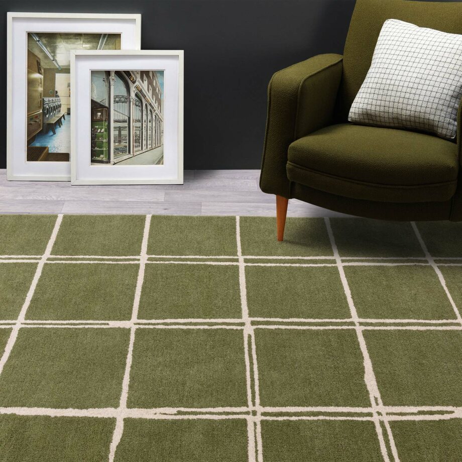 Asiatic tapet Albany Grid Olive interior square