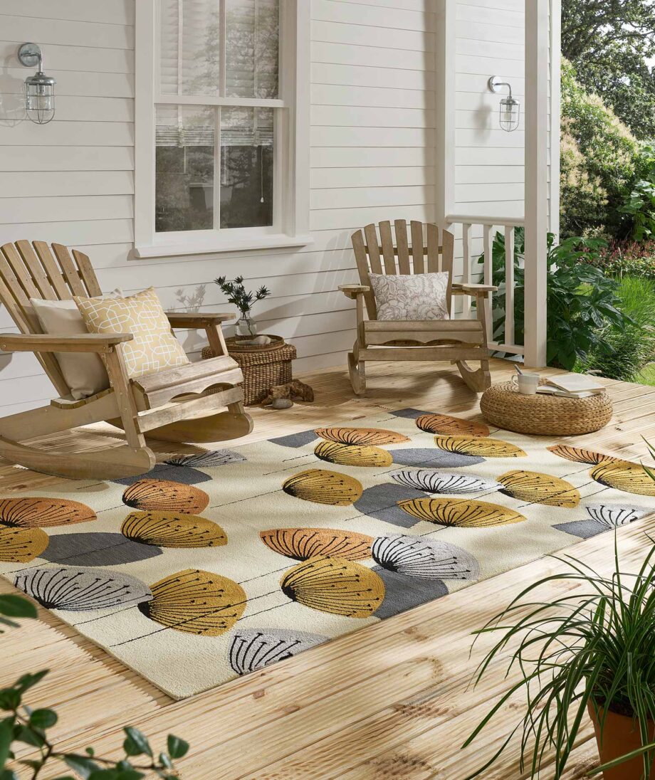 Sanderson Dandelion Clocks Ochre Silver 445803 interior B outdoor